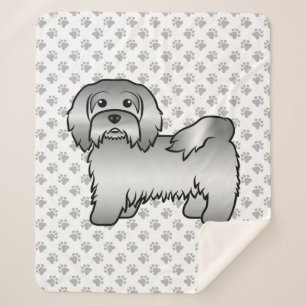 Cobertor Sherpa Ilustração de Cão de Cartoon Gelado em Silver Hava