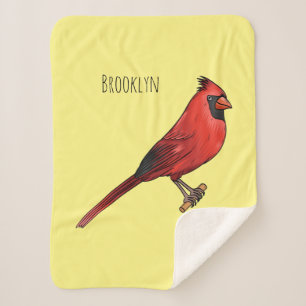 Cobertor Sherpa ilustração de desenho animado de aves cardeal nort