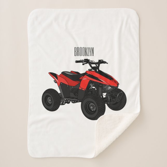 Cobertor Sherpa Ilustração de desenho animado de bicicleta atv (Frente)
