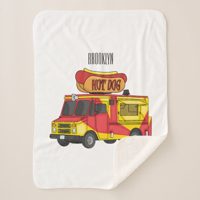 Cobertor Sherpa Ilustração de desenho animado de caminhão com comi (Frente)