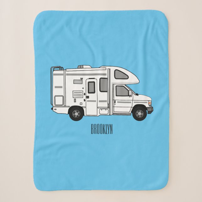 Cobertor Sherpa Ilustração de desenho animado de Campervan (Frente)