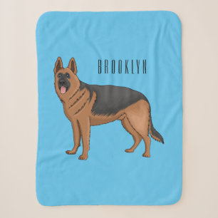 Cobertor Sherpa ilustração de desenho animado de cão german shephe