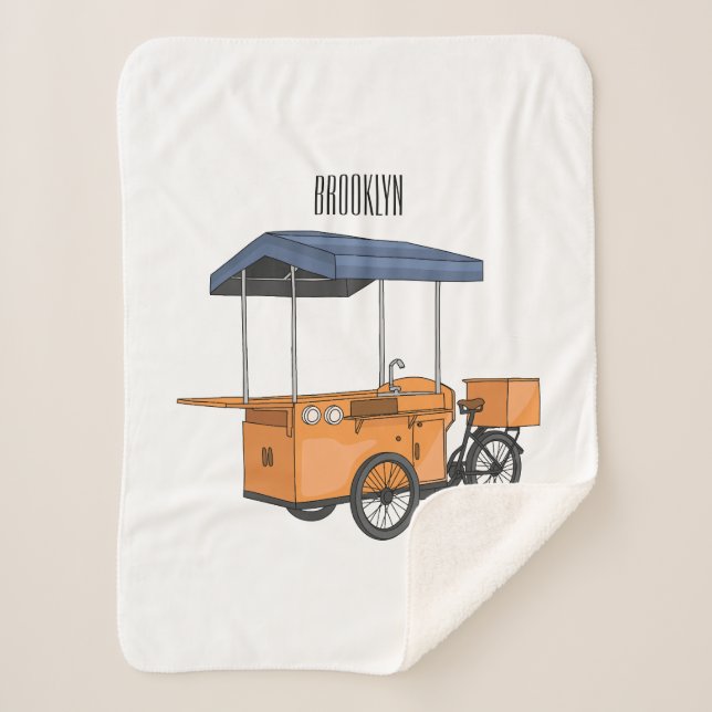 Cobertor Sherpa Ilustração de desenho animado de comida de bicicle (Frente)