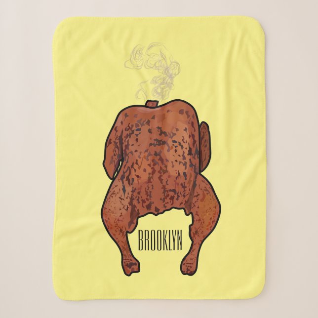 Cobertor Sherpa Ilustração de desenho animado de frango assado (Frente)