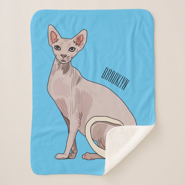 Cobertor Sherpa ilustração de desenho animado de gato Sphynx (Frente)