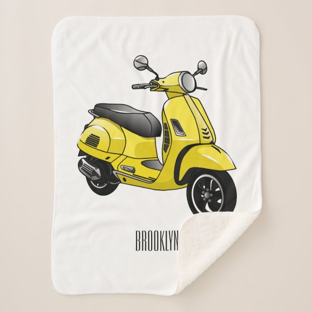 Cobertor Sherpa Ilustração de desenho animado de motocicleta (Frente)