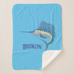 Cobertor Sherpa Ilustração de desenho animado de peixe-espada