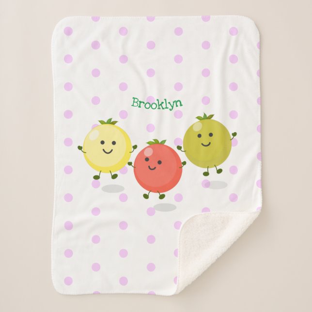 Cobertor Sherpa Ilustração de desenho animado de tomate de cereja (Frente)