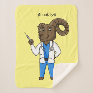 Cobertor Sherpa Ilustração de desenho animado do médico de ovel