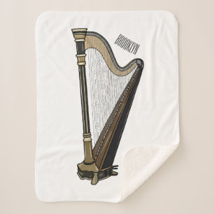 Cobertor Sherpa Ilustração de desenho animado Harp