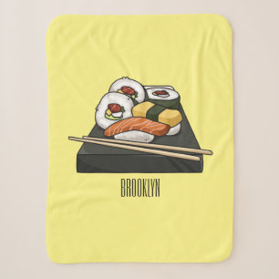 Cobertor Sherpa Ilustração de desenho animado Sushi