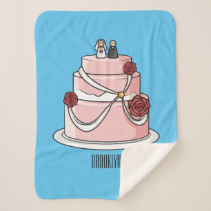 Cobertor Sherpa Ilustração de desenho de bolo de casamento