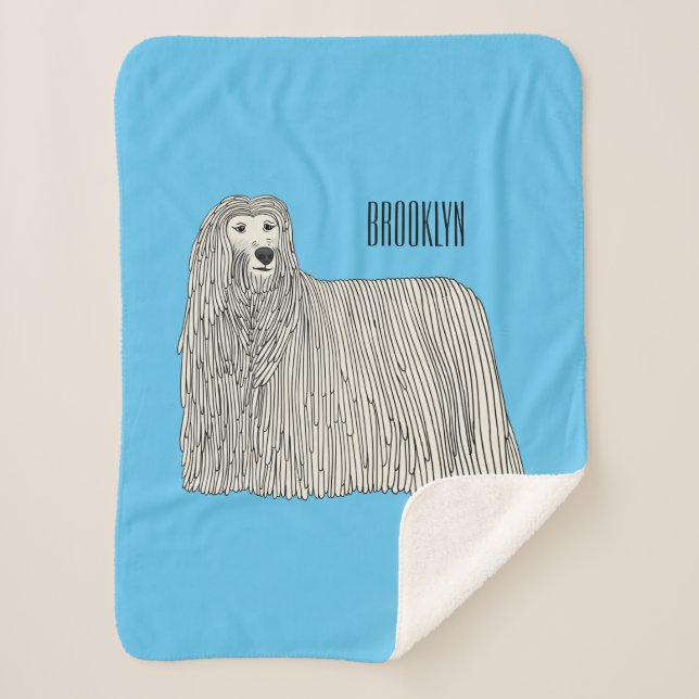 Cobertor Sherpa Ilustração de desenho de cães Komondor (Frente)