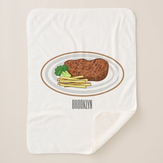 Cobertor Sherpa Ilustração de desenho em bife (Frente)