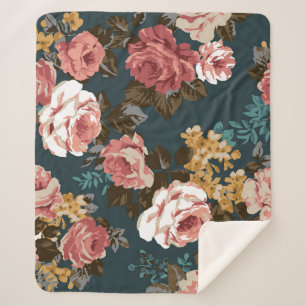 Cobertor Sherpa ilustração de design de flores bonitas, arte, patê