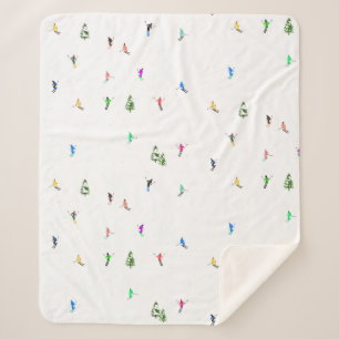 Cobertor Sherpa Ilustração de esquiadores alpinos de férias