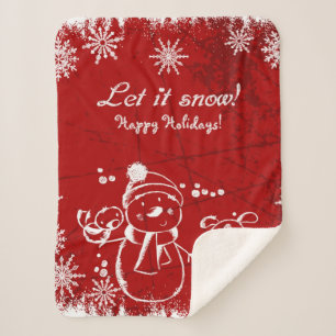 Cobertor Sherpa Ilustração De Natal Vermelho E Branco