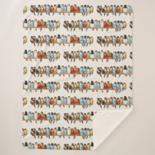 Cobertor Sherpa Ilustração de "Perch of Birds Vintage Finch", 1880