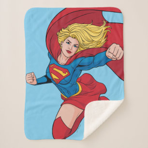Cobertor Sherpa Ilustração de Supergirl Voando para Cima