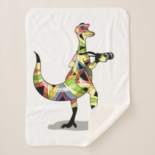 Cobertor Sherpa Ilustração De Um Fotógrafo De Iguanodon.