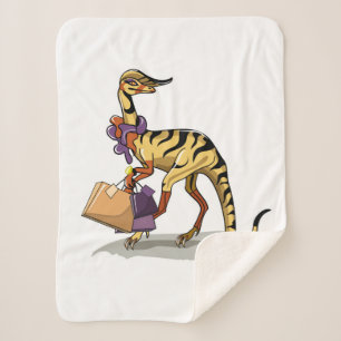 Cobertor Sherpa Ilustração De Um Iguanodon Com Sacos De Compras.