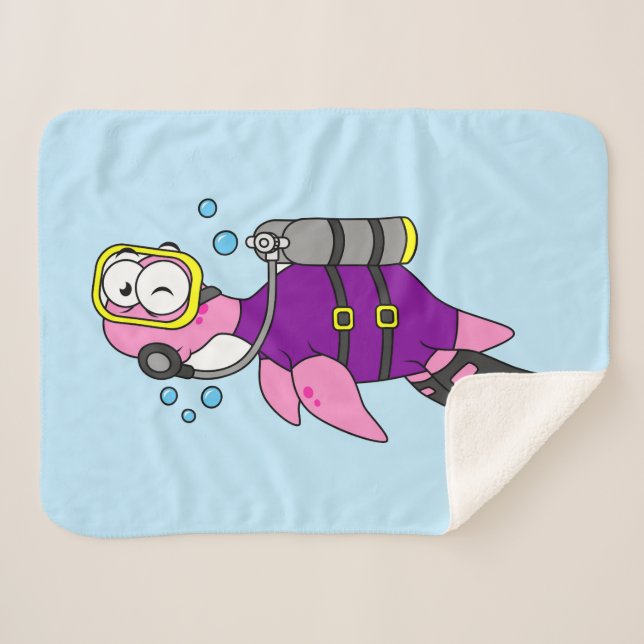 Cobertor Sherpa Ilustração De Um Mergulhador Scuba Monstro De Loch (Frente (Horizontal))