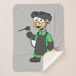 Cobertor Sherpa Ilustração De Um Soldador De Estegossauro.