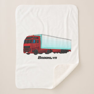 Cobertor Sherpa Ilustração do caminhão do trailer vermelho