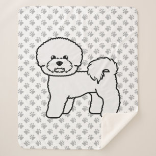 Cobertor Sherpa Ilustração do Cão de Cartoon de Bichon Frise