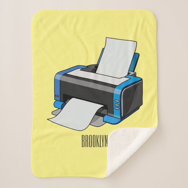 Cobertor Sherpa Ilustração do desenho da impressora (Frente)