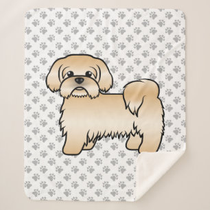 Cobertor Sherpa Ilustração Dourada do Cão de Cartoon Shih Tzu Cute
