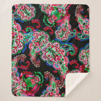 Cobertor Sherpa Ilustração floral de paisley de coloração aquosa p