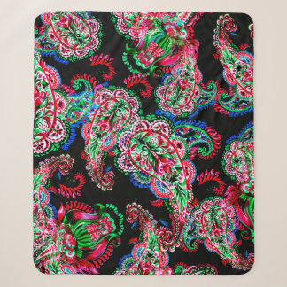 Cobertor Sherpa Ilustração floral de paisley de coloração aquosa p