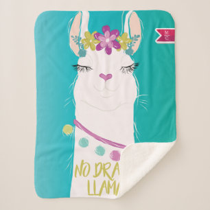 Cobertor Sherpa Ilustração Sem Drama Llama com Monograma