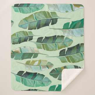 Cobertor Sherpa Ilustração Tropical de Plantas Bananas Moedas