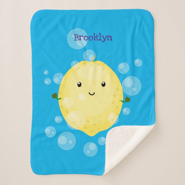 Cobertor Sherpa Imagem das bolhas de fruta de limão-branco (Frente)
