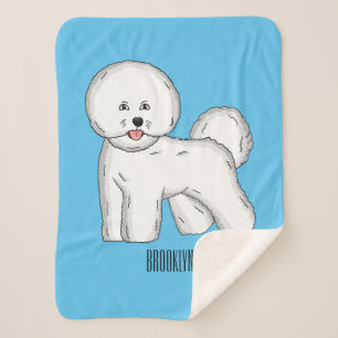 Cobertor Sherpa Imagem de desenho animado de cachorro de frise de 