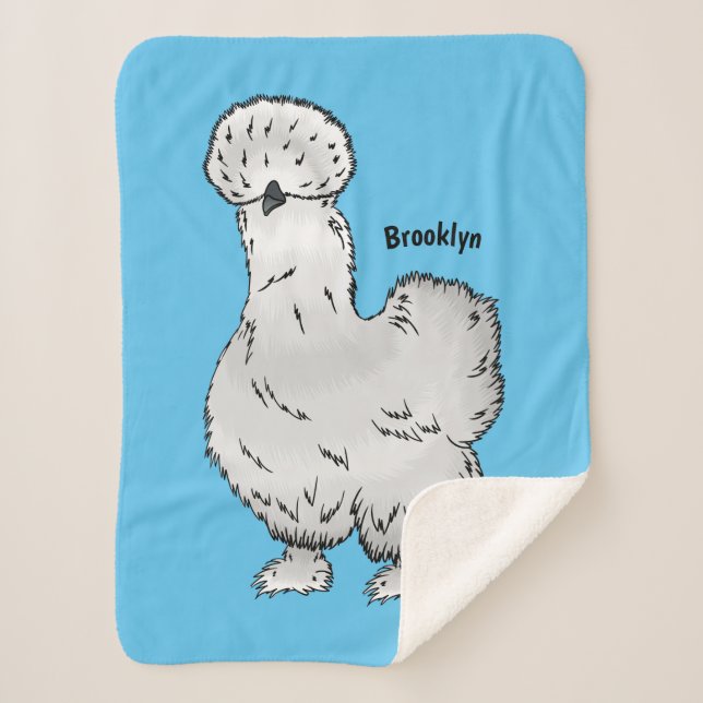 Cobertor Sherpa Imagem de desenho animado de frango Silkie (Frente)
