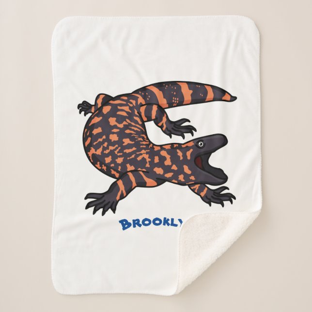 Cobertor Sherpa Imagem de desenho animado de lagarto monstro de gi (Frente)