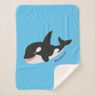 Cobertor Sherpa Imagem engraçada de desenho animado de orca