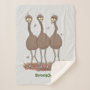 Cobertor Sherpa Imagem engraçada do desenho animado emu australian
