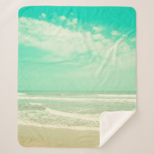 Cobertor Sherpa Imagem turquesa retro praia, vintage, beac