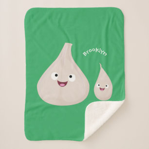 Cobertor Sherpa Imagem vegetal do desenho animado de alho cúprico