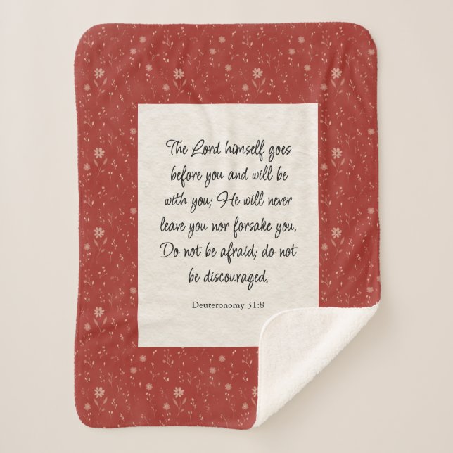 Cobertor Sherpa Imagem Versa da Bíblia 31:8 Deuteronomy (Frente)