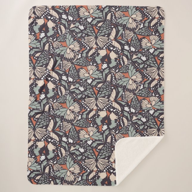 Cobertor Sherpa Impressão animal da borboleta monarca (Frente)