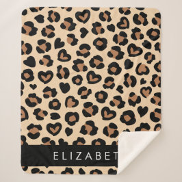 Cobertor Sherpa Impressão Animal, Leopardo Marrom, Corações, Seu N