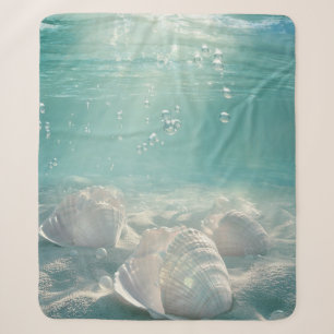 Cobertor Sherpa Impressão Artística de Concha de Mar Verde Seafoam