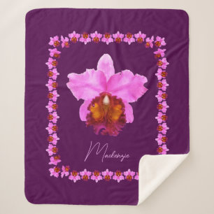 Cobertor Sherpa Impressão da Orquídea Cattleya Personalizada