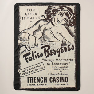 Cobertor Sherpa impressão de anúncio dos Folies Bergere dos anos 1