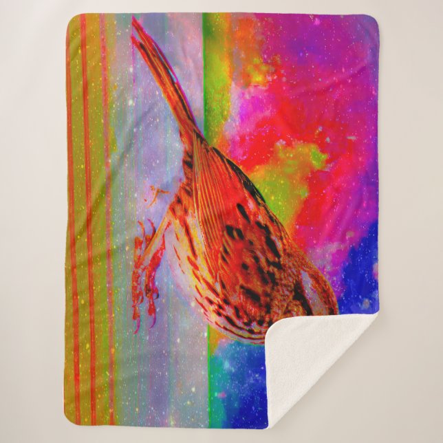 Cobertor Sherpa Impressão de Arte do Sonho de Pássaro Cósmico" (Frente)